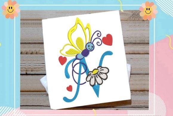 Butterfly N Letter Monogram: A Seasonal Embroidery Gem
