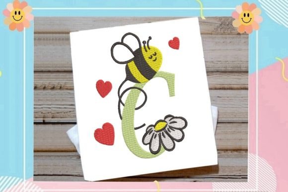 Cute Bee C Letter Monogram: Playful Charm for Embroidery Projects