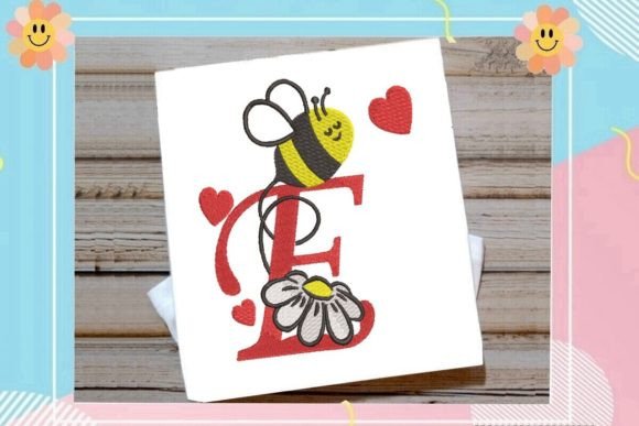 Cute Bee E Letter Monogram: A Playful Touch for Craft Fair Charm