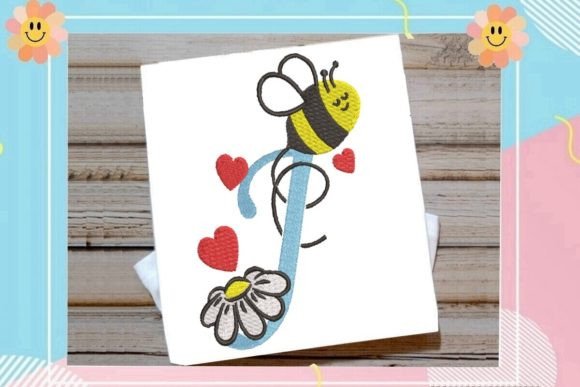 Cute Bee J Letter Monogram: A Playful Touch for Boutique Apparel