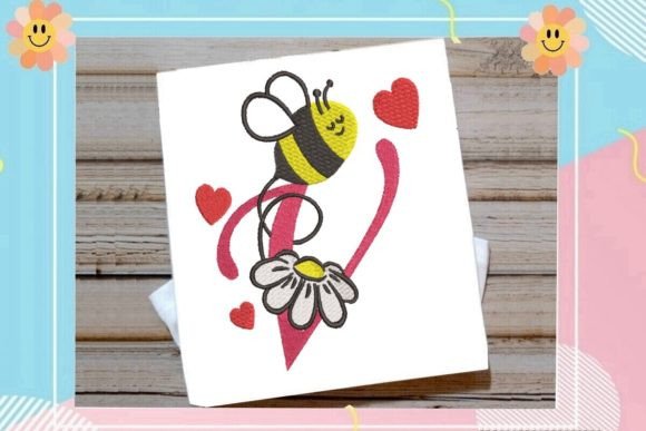 Cute Bee V Letter Monogram: A Playful Branding Touch for Small Business Merch
