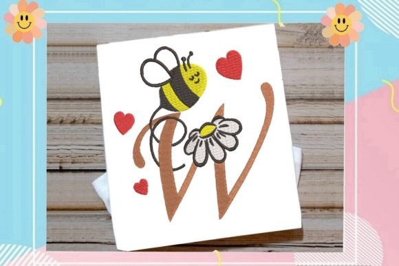 Cute Bee W Letter Monogram: A Playful Touch for Boutique Sweatshirts