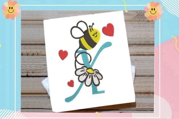 Cute Bee X Letter Monogram: A Playful Embroidery Design for Small Business Branding