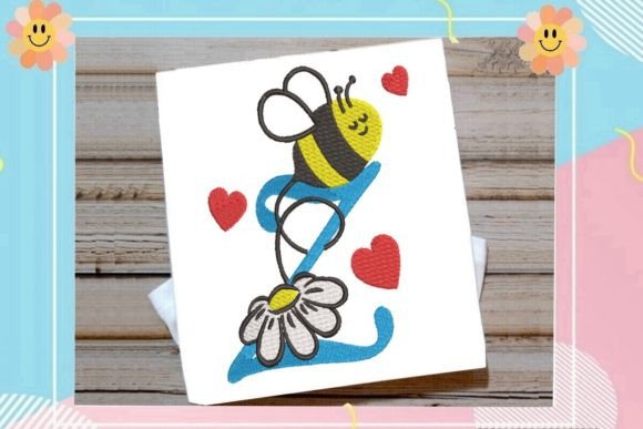 Cute Bee Z Letter Monogram: A Playful Embroidery for Etsy Charm