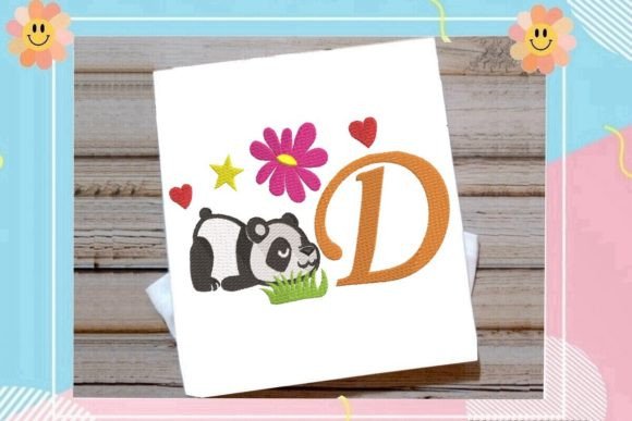 Cute Panda Monogram D Letter: A Playful Touch for Boutique Apparel