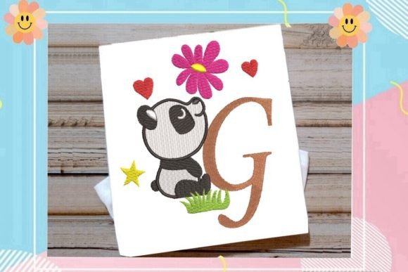 Cute Panda Monogram G Letter Review for Apparel Embroidery