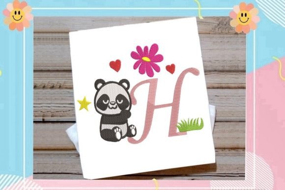 Cute Panda Monogram H: A Playful Yet Professional Embroidery Pick