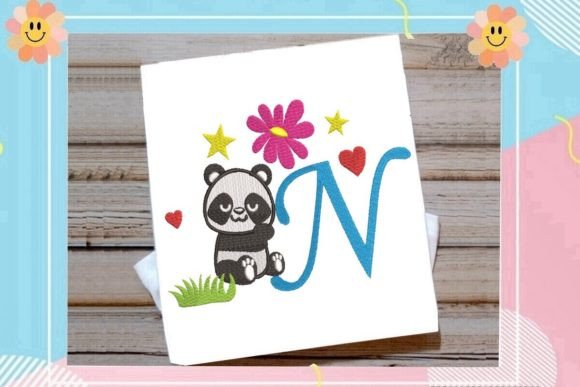 Cute Panda Monogram N: A Seasonal Embroidery Gem