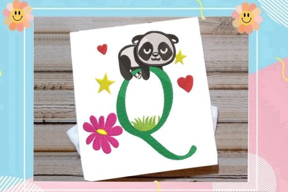 Cute Panda Monogram Q Letter Review for Real Embroidery Projects