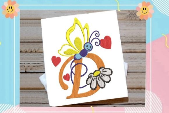 Elegant Butterfly D Monogram for Holiday & Seasonal Embroidery