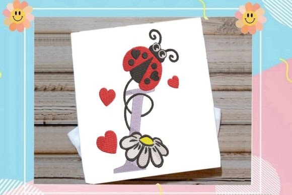 Ladybug I Letter Monogram: A Charming Embroidery Pick for Personalized Gifts