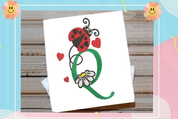 Ladybug Q Letter Monogram: Cute Charm for Craft Fair Goods