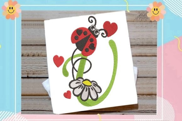 Ladybug U Letter Monogram: A Sweet Touch for Seasonal Embroidery